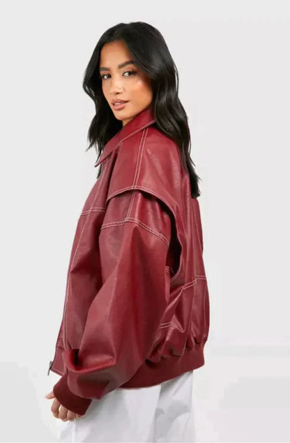 Anna™ Leather Bomber Jacket